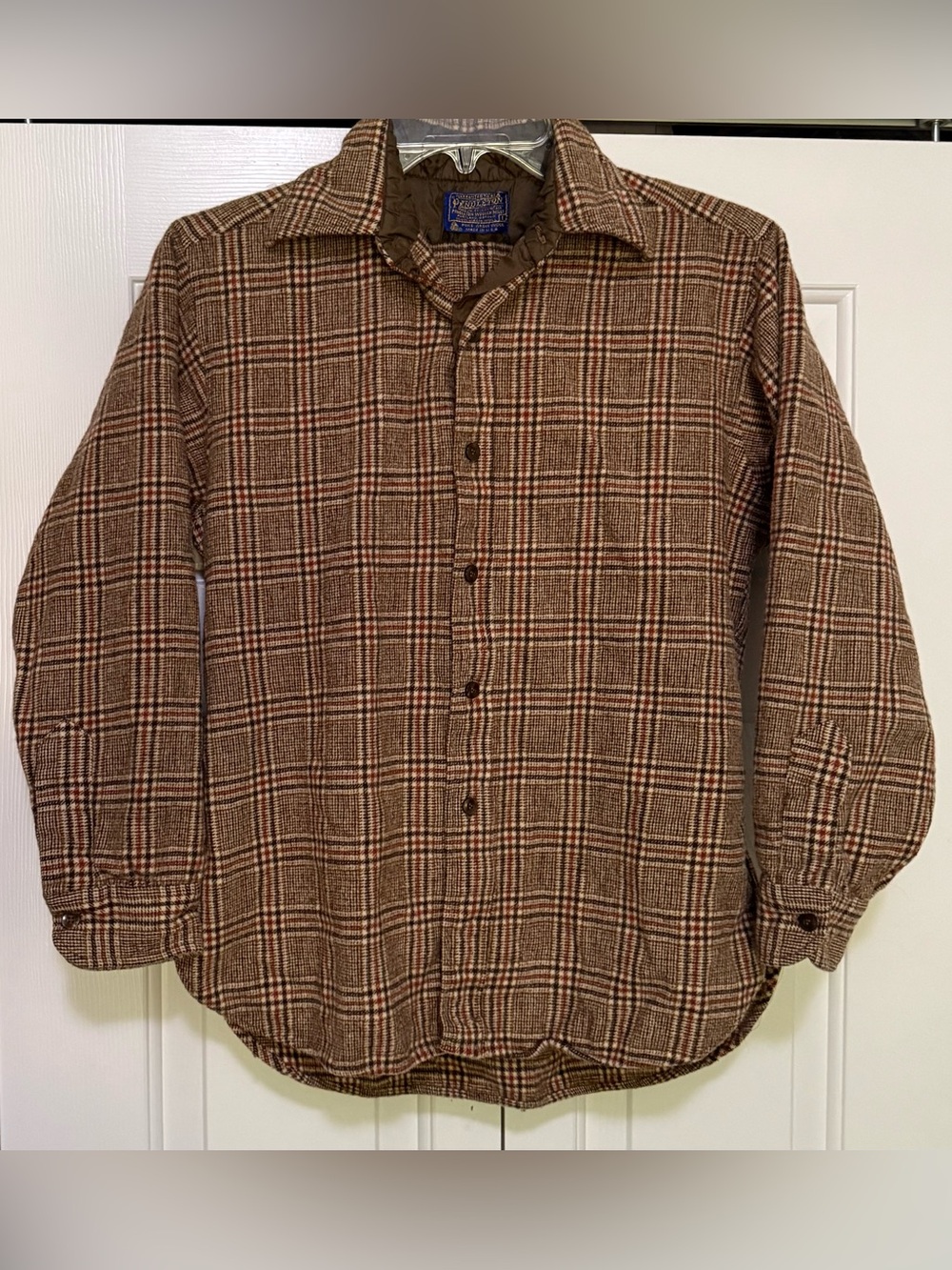Pendleton Vtg Women’s Large Brown 100% Virgin Wool Plaid Shirt *READ